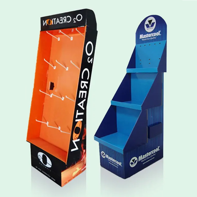 Customized Supermarket Dress Hook Display Rack Cardboard Floor Display Stand Underwear Socks Hook Display - Holidaypac
