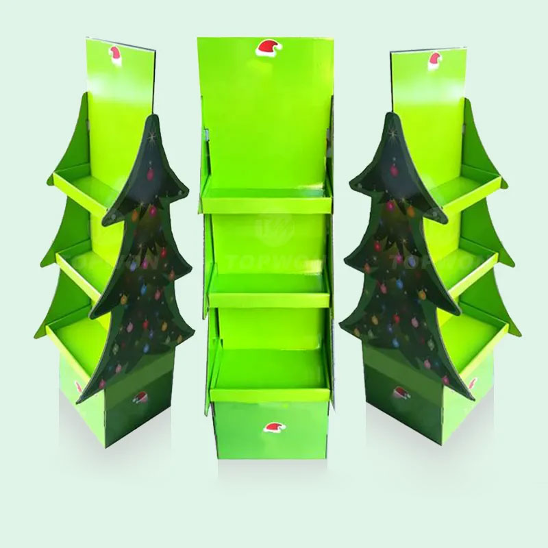 Hot Sale Christmas Festival Promotional Product Display Rack Cardboard Floor Display Stand Gift Christmas Tree Display Stand