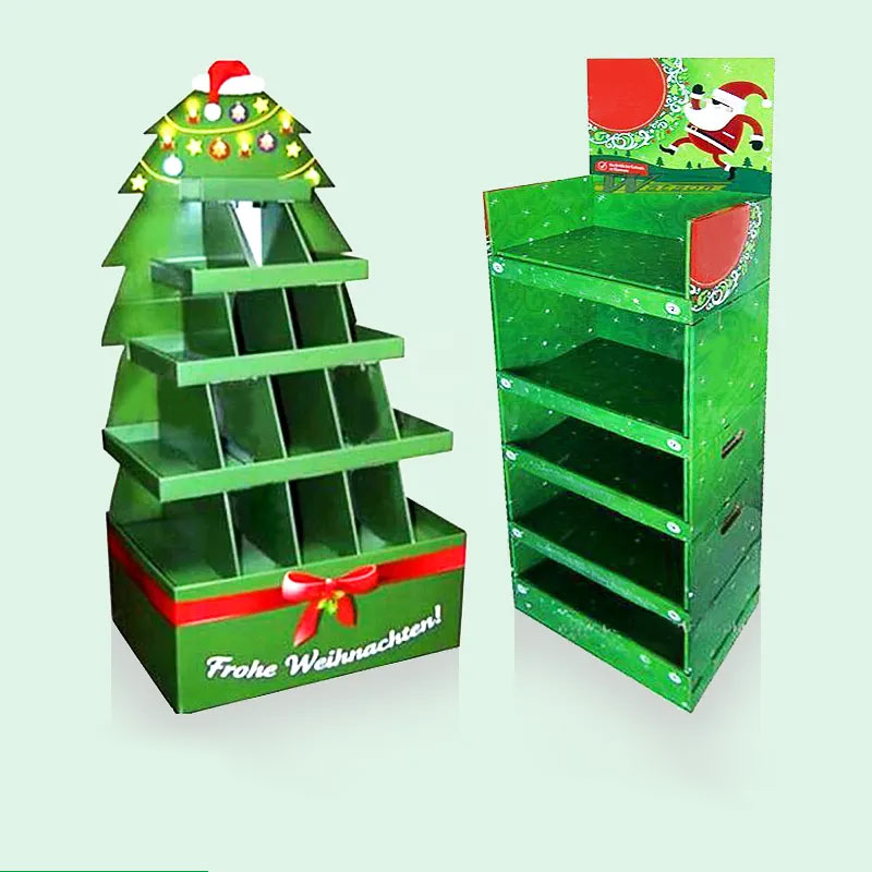 Hot Sale Christmas Festival Promotional Product Display Rack Cardboard Floor Display Stand Gift Christmas Tree Display Stand - Holidaypac