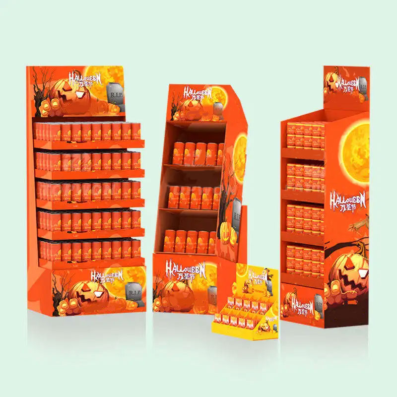 Hot Sale Halloween Promote Sales Display Rack Corrugated Cardboard Floor Display Stand Supermarket Retail Display Stand