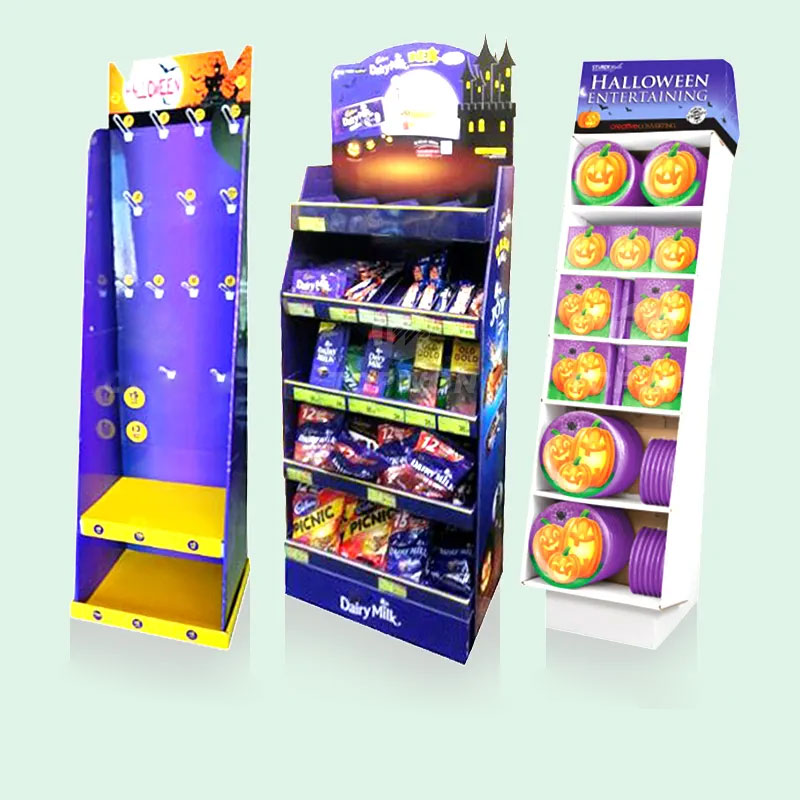 Hot Sale Halloween Promote Sales Display Rack Corrugated Cardboard Floor Display Stand Supermarket Retail Display Stand - Holidaypac