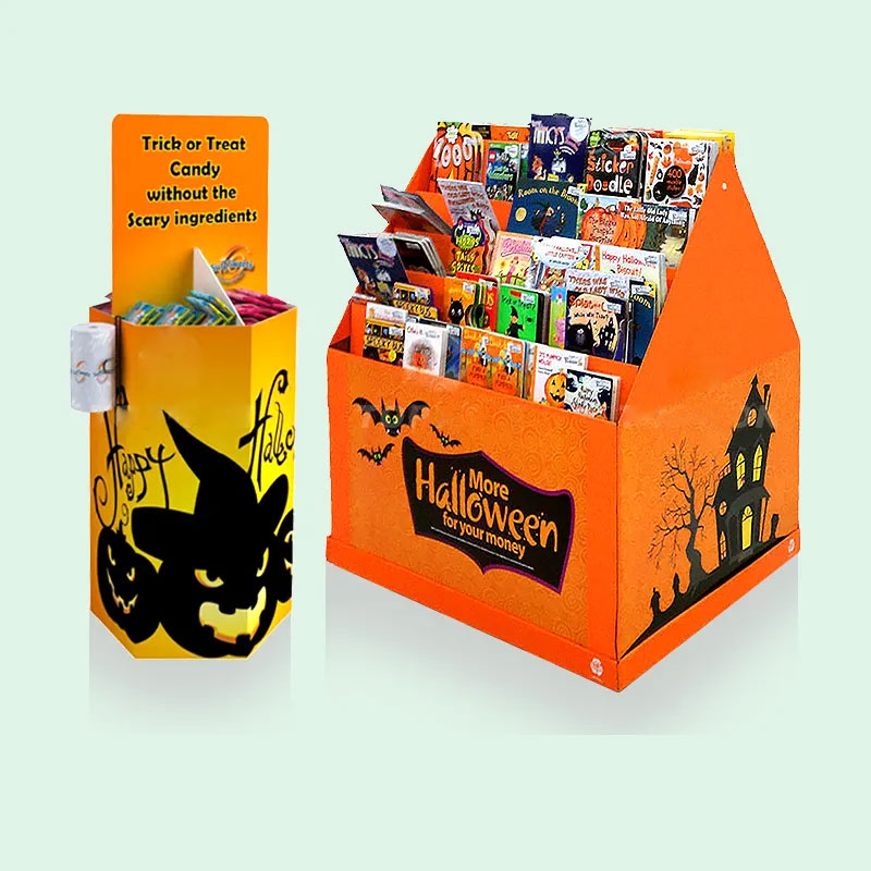 Hot Sale Halloween Promote Sales Display Rack Corrugated Cardboard Floor Display Stand Supermarket Retail Display Stand