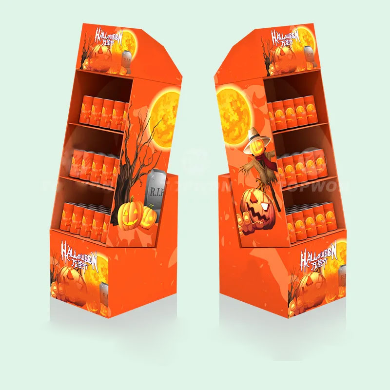 Hot Sale Halloween Promote Sales Display Rack Corrugated Cardboard Floor Display Stand Supermarket Retail Display Stand