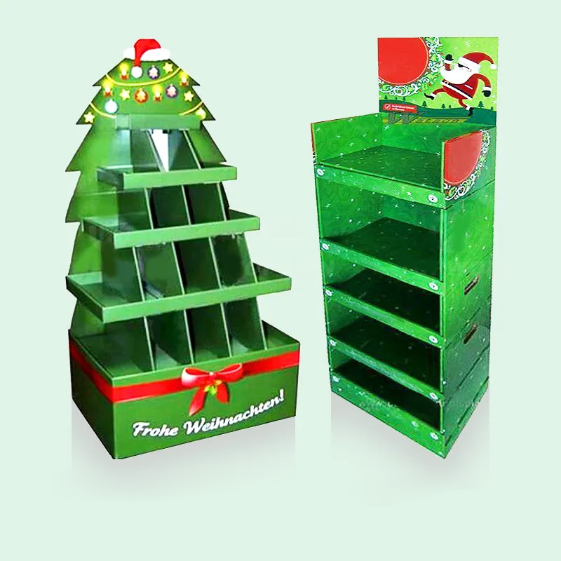 Custom Supermarket Christmas Festival Promotional Tree Display Rack Cardboard Pop Display Stand Chocolate Candy Display Stand