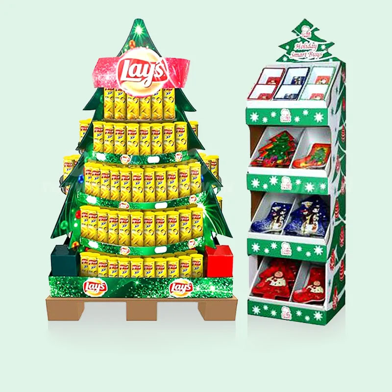 Custom Supermarket Christmas Festival Promotional Tree Display Rack Cardboard Pop Display Stand Chocolate Candy Display Stand - Holidaypac
