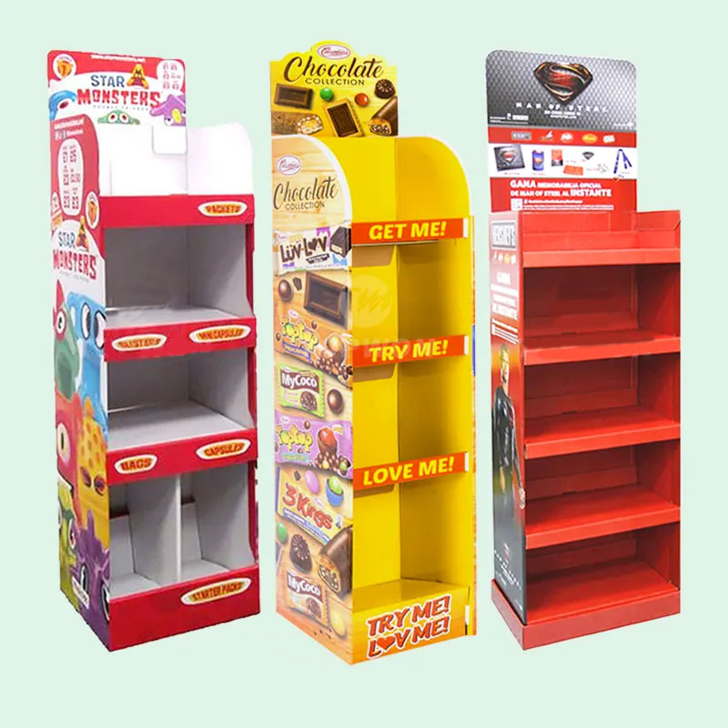 High Quality Supermarket Floor Display Stand Cardboard Pop Up Display Shelve Cosmetic Drink Food Display Stand