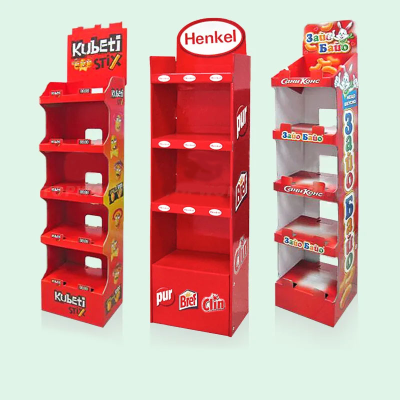 High Quality Supermarket Floor Display Stand Cardboard Pop Up Display Shelve Cosmetic Drink Food Display Stand