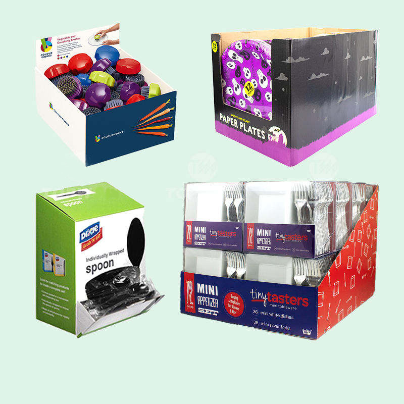 High Quality Supermarket Retail Display Packaging Box Cardboard Pdq Display Box Food Makeup Gravity Display Box - Holidaypac