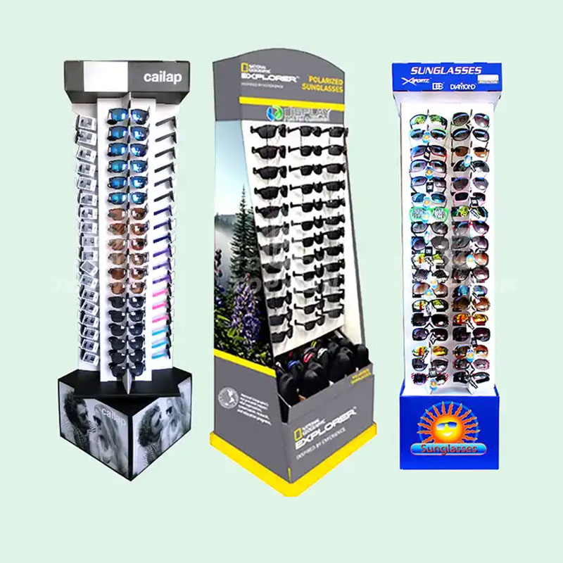 High Quality Supermarket Retail Eyeglasses Display Stand Cardboard Pop Pallet Display Rack Sunglasses Display Stand