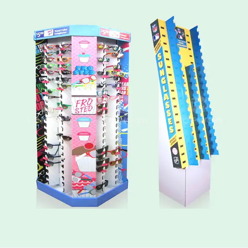 High Quality Supermarket Retail Eyeglasses Display Stand Cardboard Pop Pallet Display Rack Sunglasses Display Stand