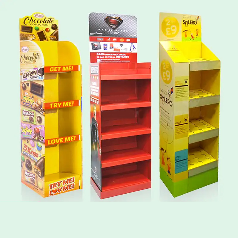 Custom Corrugated Paper Retail Shelving Cardboard Grocery Store Display Shelves For Supermarket