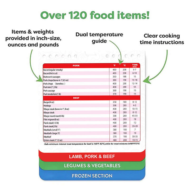 Air Fryer Cheat Sheet Magnets Cooking Guide Booklet