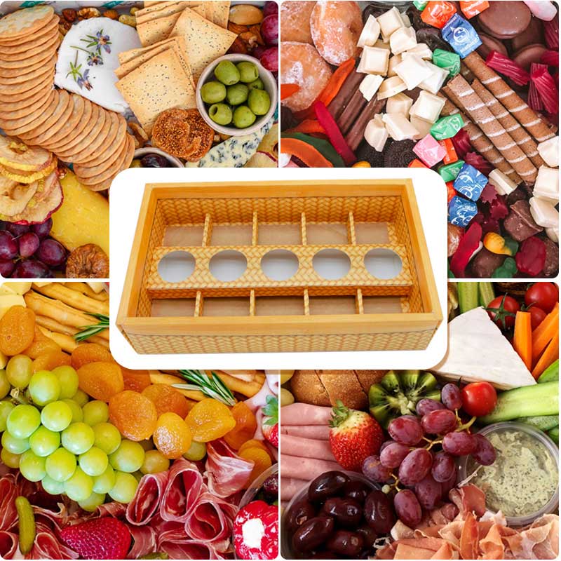 Wholesale Environmental Protection Bamboo Woven Snacks Platter Box Candy Nuts Dinner Picnic Gift Party Gift Box Transparent Window Grazing Box