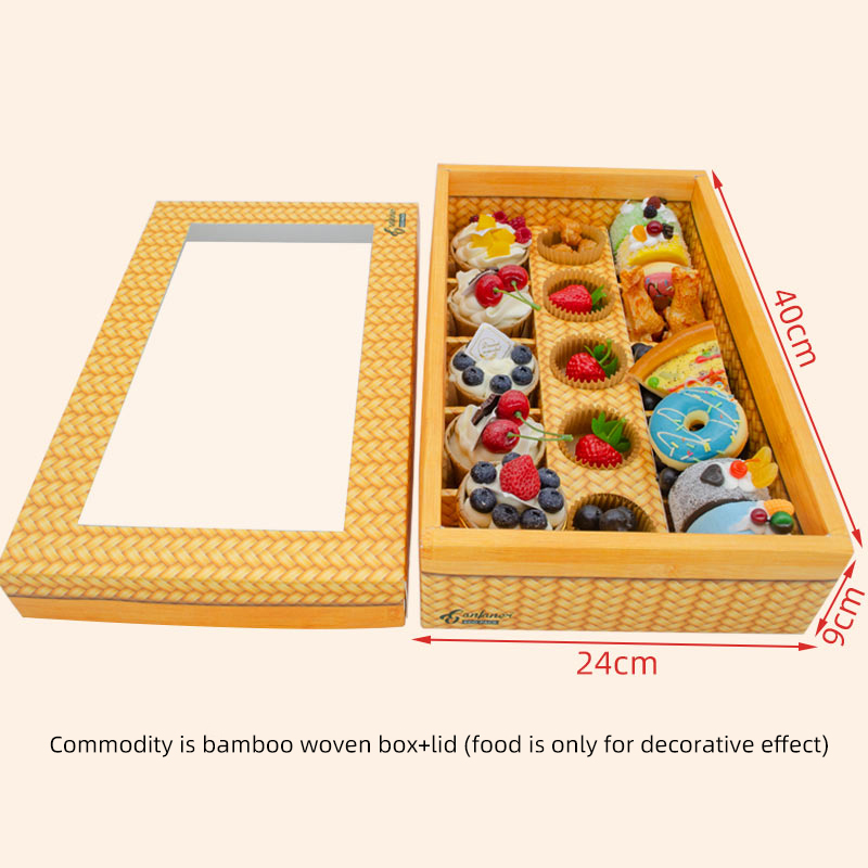 Wholesale Environmental Protection Bamboo Woven Snacks Platter Box Candy Nuts Dinner Picnic Gift Party Gift Box Transparent Window Grazing Box