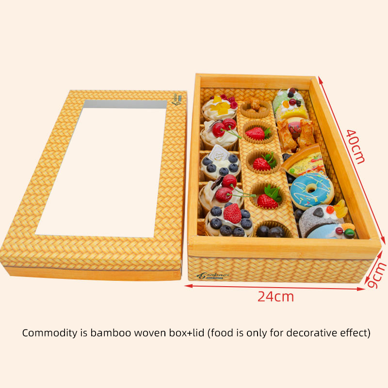 Wholesale Environmental Protection Bamboo Woven Snacks Platter Box Candy Nuts Dinner Picnic Gift Party Gift Box Transparent Window Grazing Box
