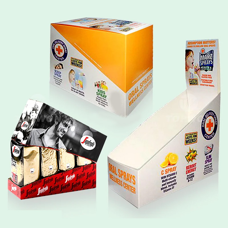 Custom Pre Roll Folding Cardboard Paper Pdq Counter Retail Display Packaging Box With Tear Off Line For Snack