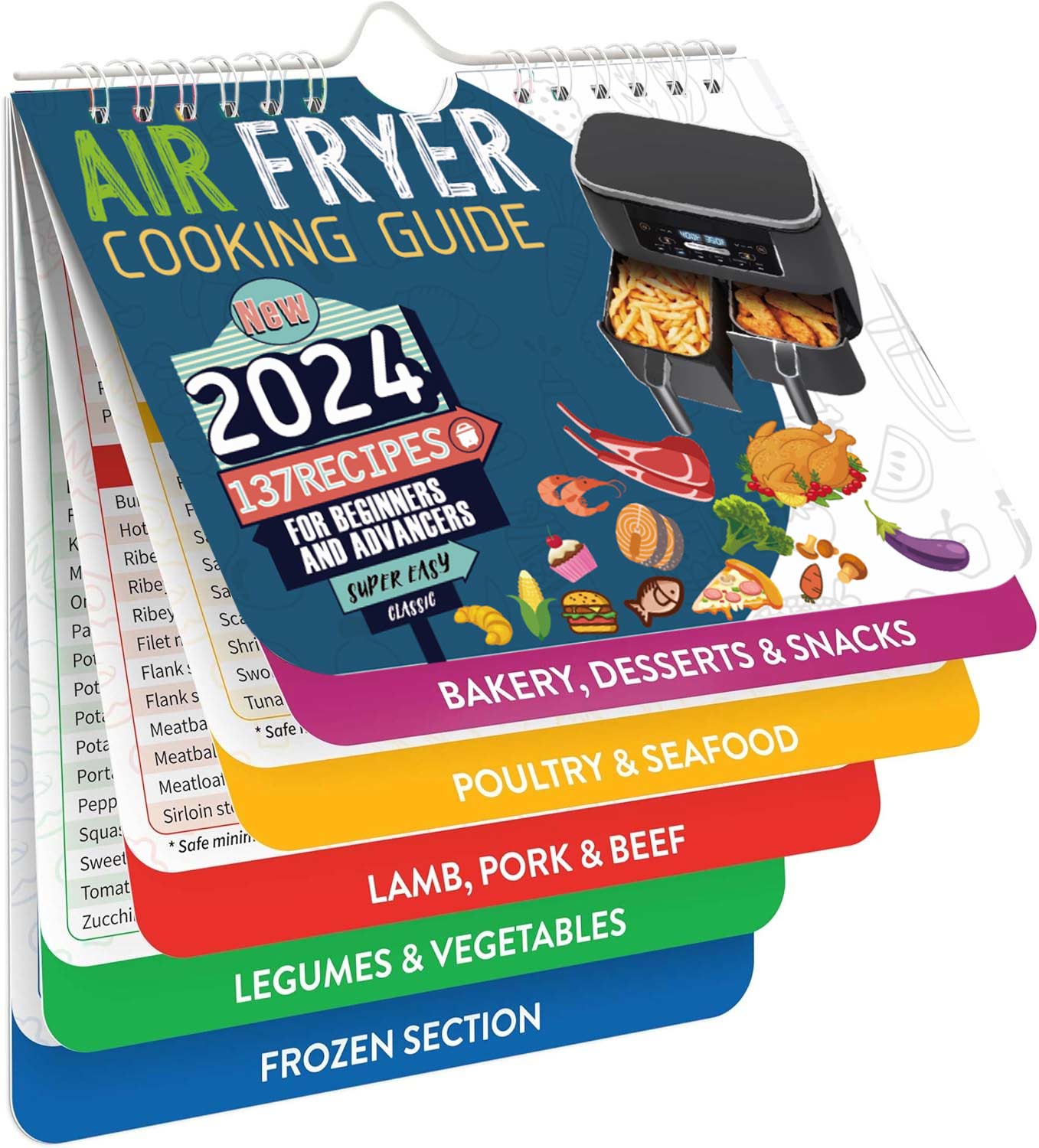 Over 200 Food Air Fryer Cheat Sheet Magnets, Air Fryer Cooking Times Chart Reference Guide, Air Fryer Magnetic Cheat Sheet Set, Air Fryer Accessories for Frying and Cooking