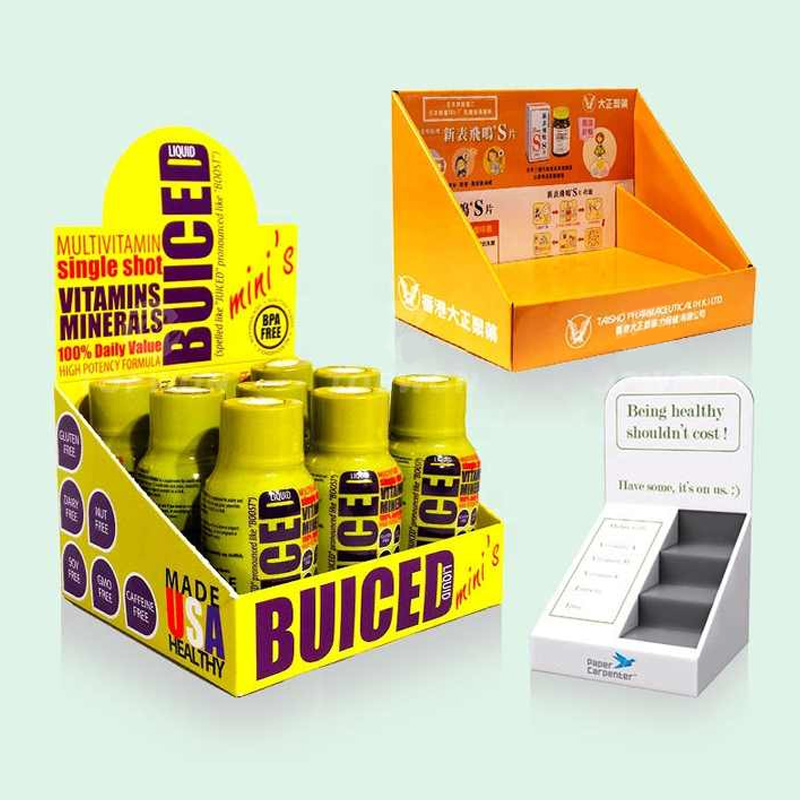 High Quality Retail Shop Pharmacy Counter Display Stand Cardboard Pdq Display Box Vitamin Medicine Display Box