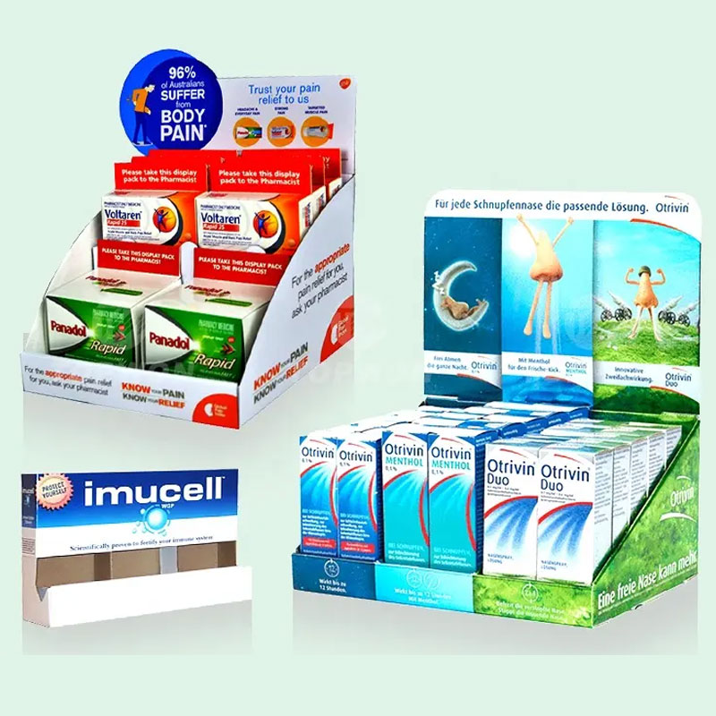 High Quality Retail Shop Pharmacy Counter Display Stand Cardboard Pdq Display Box Vitamin Medicine Display Box