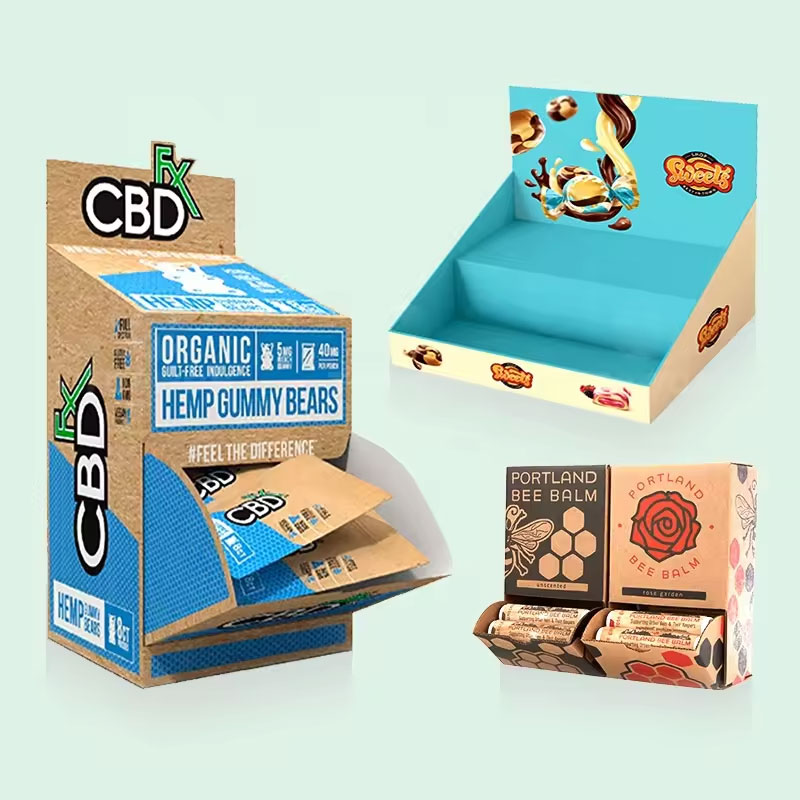 Custom Retail Store Counter Gravity Display Cardboard Counter Display Pdq Box Coffee Chewing Gum Cardboard Display Box