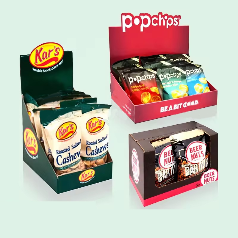 Custom Retail Store Counter Gravity Display Cardboard Counter Display Pdq Box Coffee Chewing Gum Cardboard Display Box