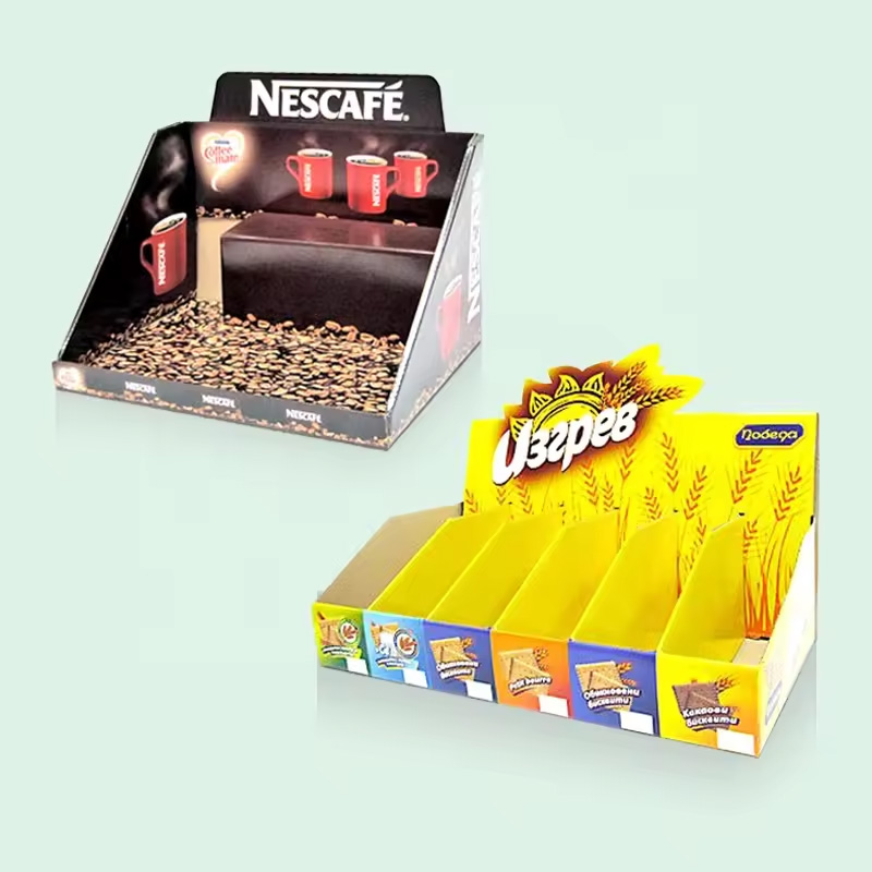 Custom Retail Store Counter Gravity Display Cardboard Counter Display Pdq Box Coffee Chewing Gum Cardboard Display Box