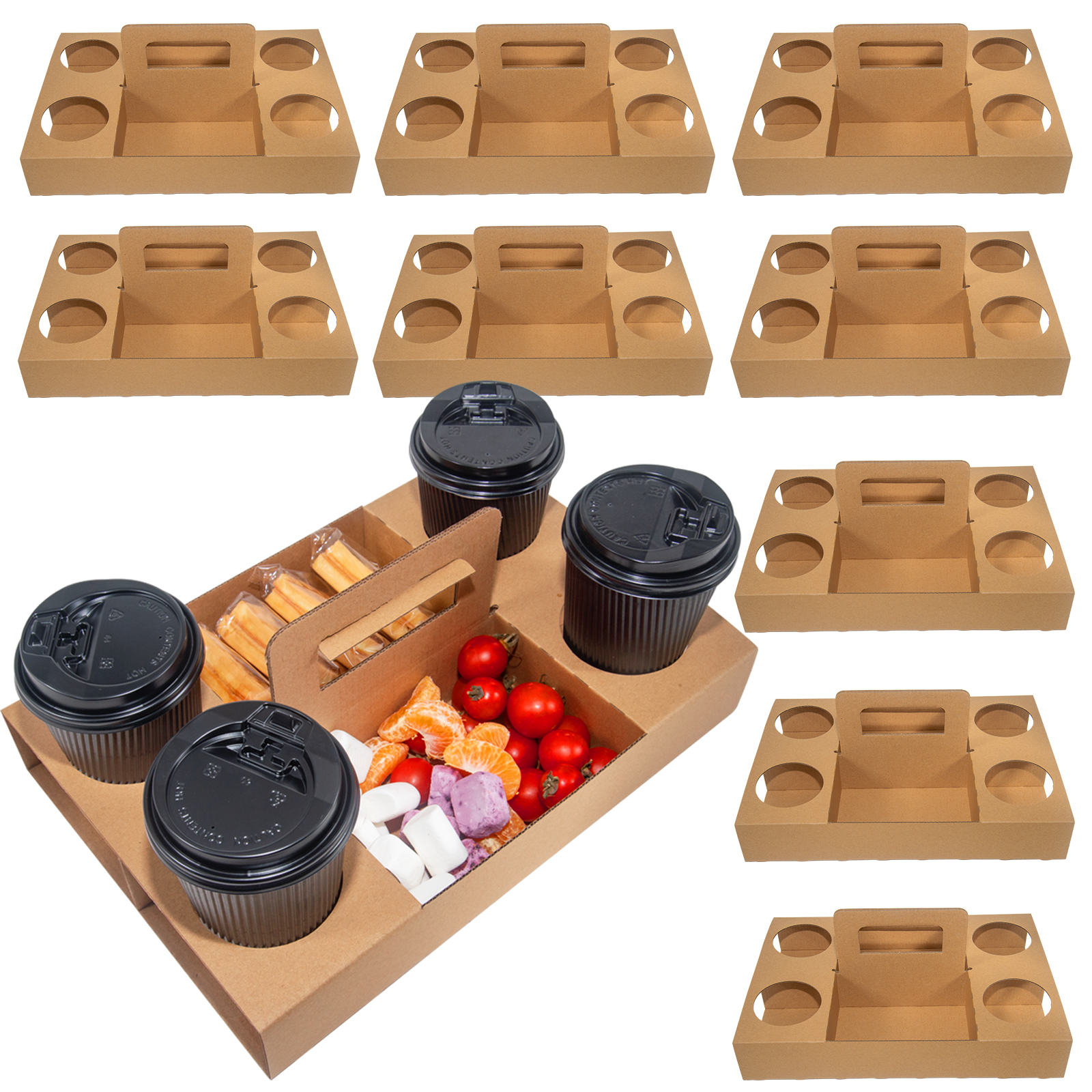 Bulk Eco-friendly Snack Platter Boxes Fruits Waffles Pancakes Grazing Box with Disposable Beverage Cup