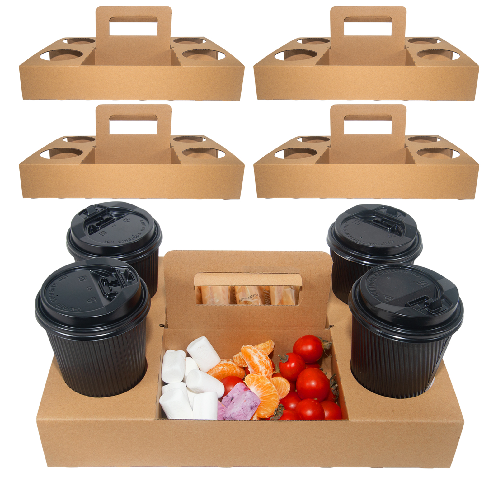 Bulk Eco-friendly Snack Platter Boxes Fruits Waffles Pancakes Grazing Box with Disposable Beverage Cup