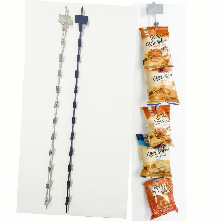 Rotating Metal Wire Potato Chips Display Rack Floor Standing Chip Snack Rack Clip Display for Supermarket