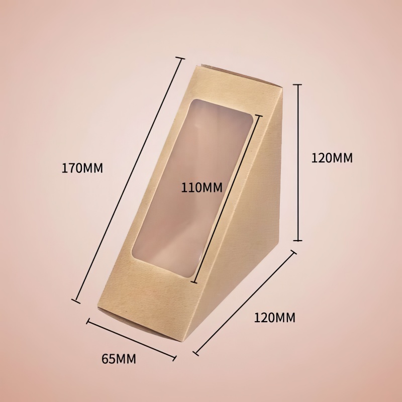 Wholesale Sandwich Packaging Box Kraft Paper Disposable Food Box Window Wrap Sandwich Box Custom