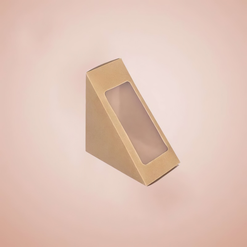 Wholesale Sandwich Packaging Box Kraft Paper Disposable Food Box Window Wrap Sandwich Box Custom