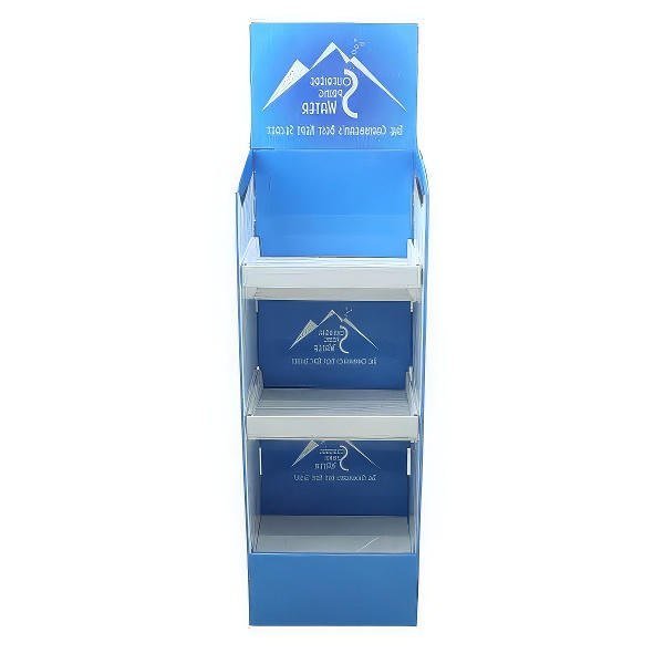 Customized POP Cardboard Display Racks Floor Display Stand With Metal Tube For Supermarket Notebooks Stationary HLD-F824