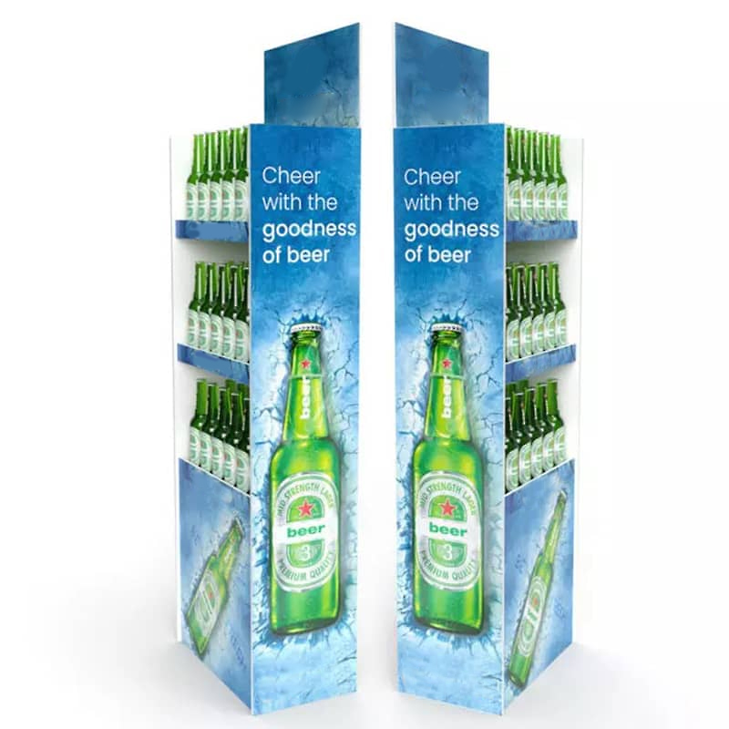 Retail Supermarket Corrugated Cardboard Paper Floor Beer Bottle Wine Display Stand - Holidaypac