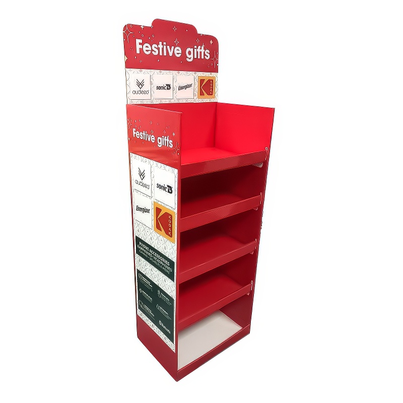 Custom Supermarket Battery Display Corrugated Paper Floor Display Stand For Energizer Rack Cardboard Display Stand - Holidaypac