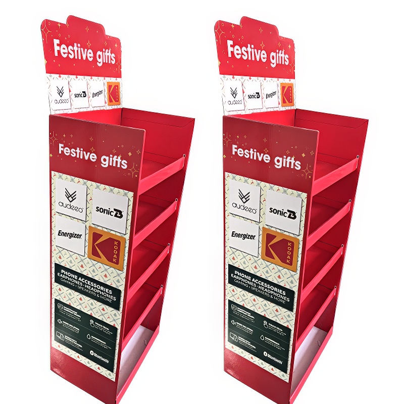 Custom Supermarket Battery Display Corrugated Paper Floor Display Stand For Energizer Rack Cardboard Display Stand - Holidaypac