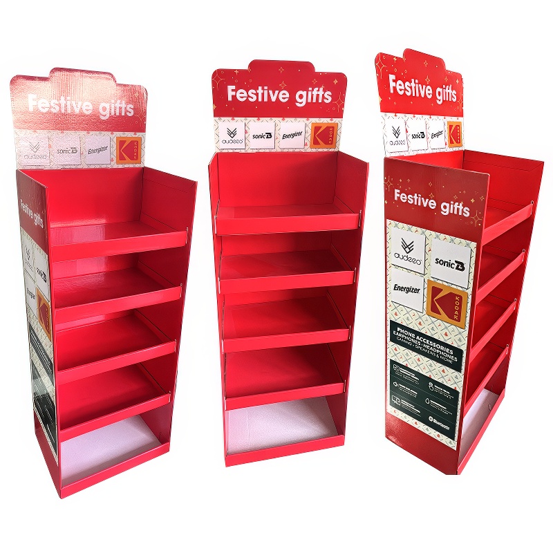 Custom Supermarket Battery Display Corrugated Paper Floor Display Stand For Energizer Rack Cardboard Display Stand - Holidaypac