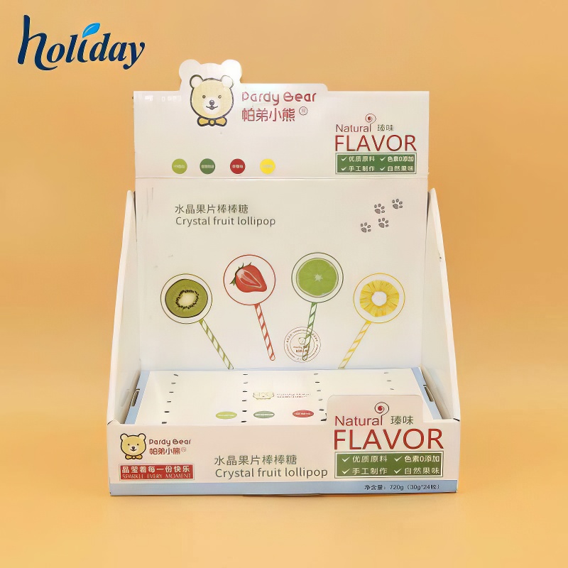 Wholesale Custom Lollipop Display Rack Supermarket Display Box Paper Ad Corrugated PDQ Desktop Display Box - Holidaypac