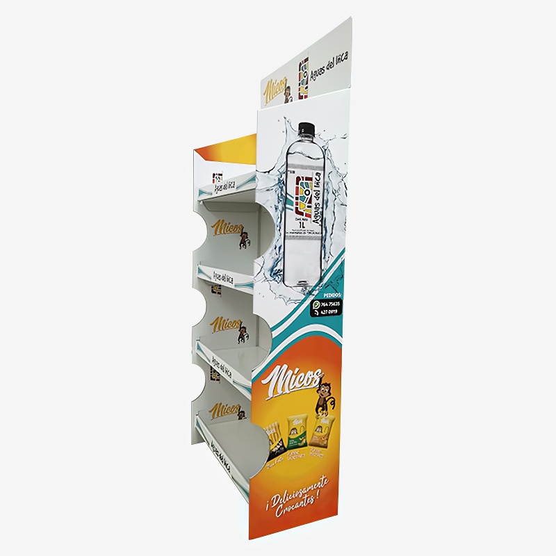 Custom Supermarket Promotion Corrugated Cardboard Food Snake Display Rack Potato Chips Display Rack