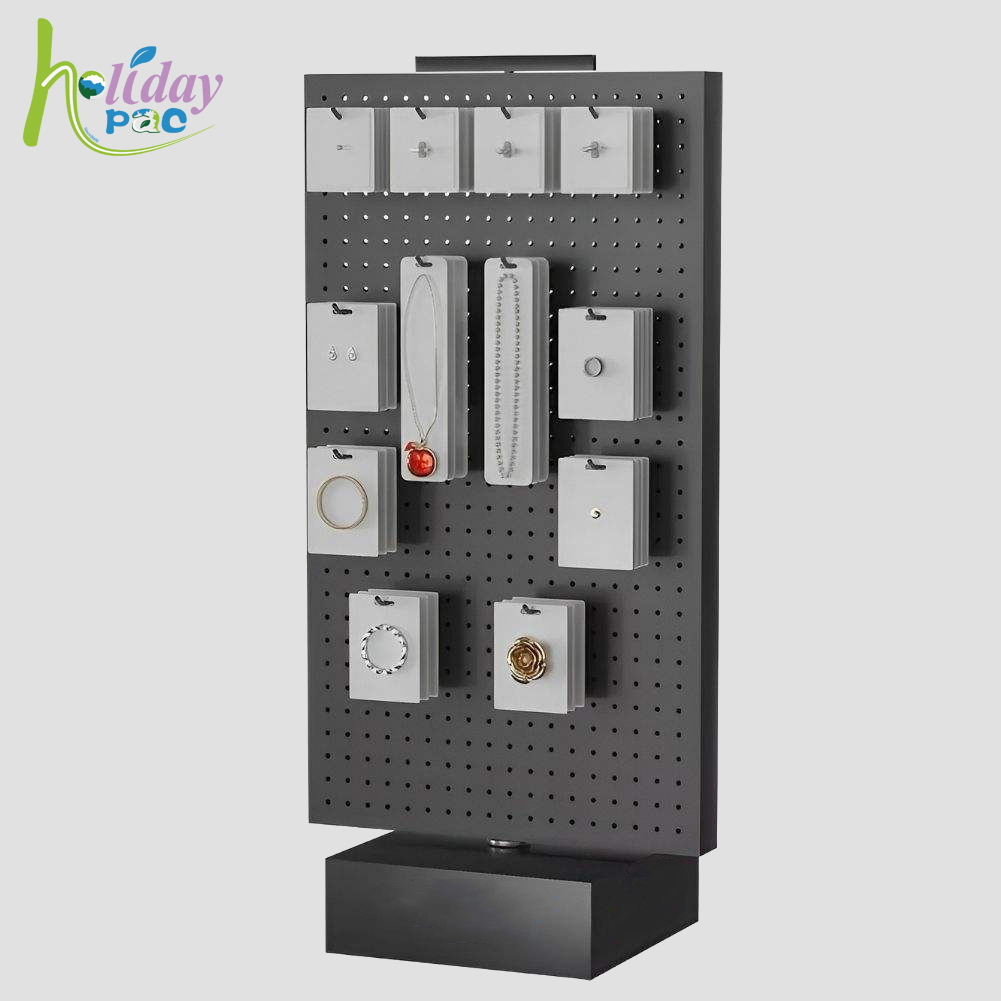 Metal Pegboard Rotating Display Stand with Hooks 2 Sided for Retail - Holidaypac