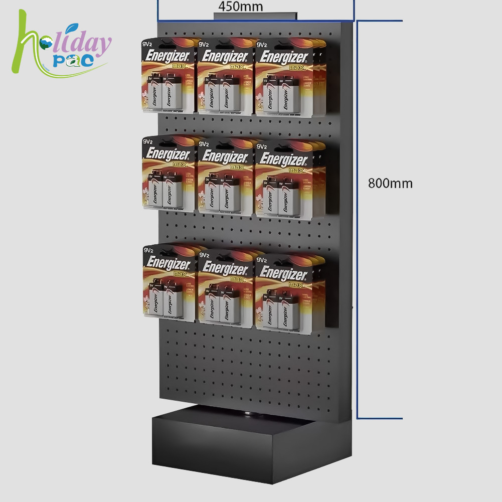 Metal Pegboard Rotating Display Stand with Hooks 2 Sided for Retail - Holidaypac