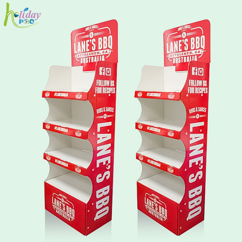 POP Custom Printed Promotion 4 Tiers Foods FSDU Cardboard Display For Dried Fruit  HLD-YPZ30