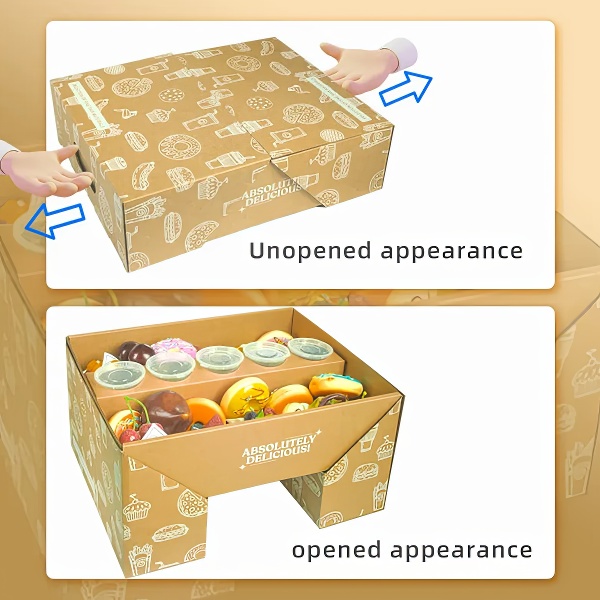 Wholesale kraft paper color flip box party chocolate favorite grazing box catering packaging platter box with partition