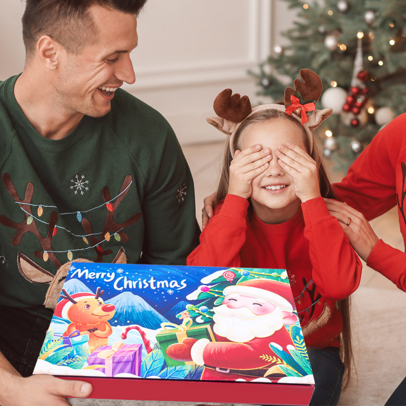 Customized Logo flip style Christmas calendar paper hollow creative blind box paper gift box children's gifts 2025