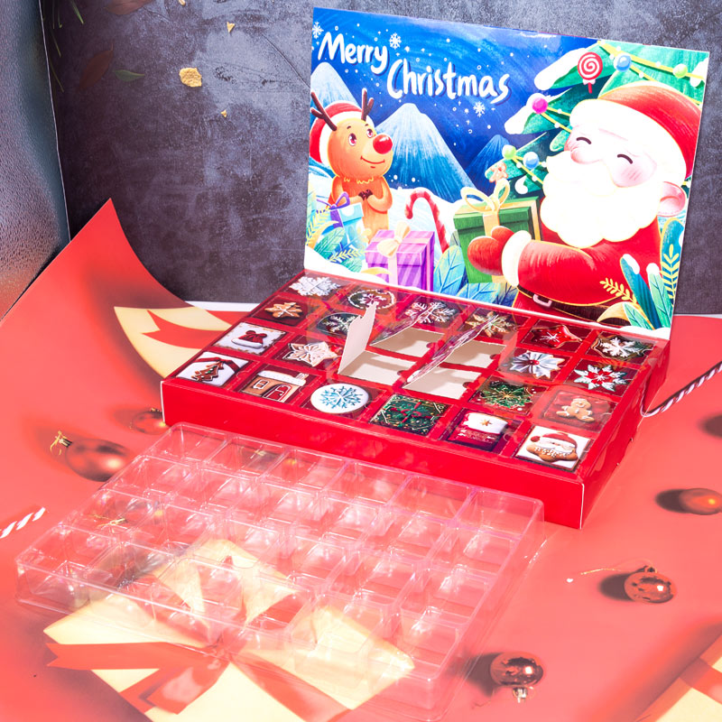 Customized Logo flip style Christmas calendar paper hollow creative blind box paper gift box children's gifts 2025