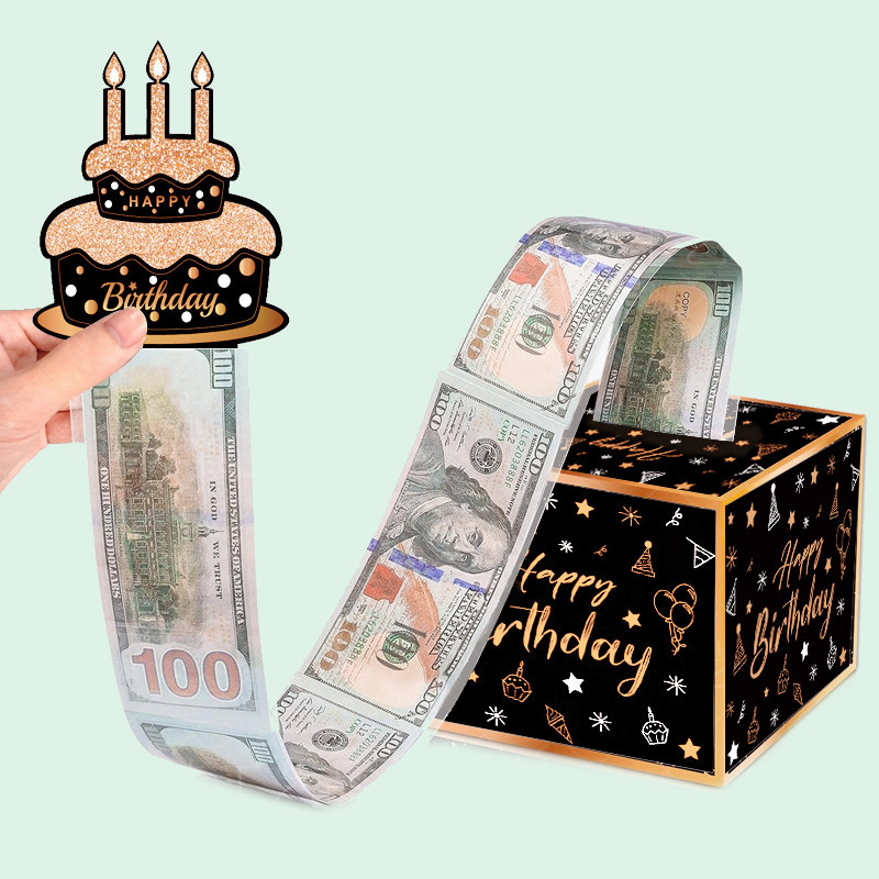 Holidaypac New Amazing Birthday Money for Cash Gift Pull Funny Money Boxes for Cash Pull Box Happy Birthday Surprise gift box