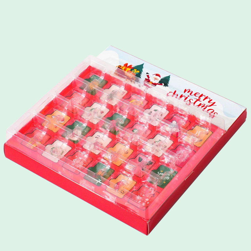 HOLIDAYPAC Custom Empty Christmas Ramadan Advent Calendar Chocolate Box Surprise Blind mystery Box For Cookie with Plastic Tray Insert