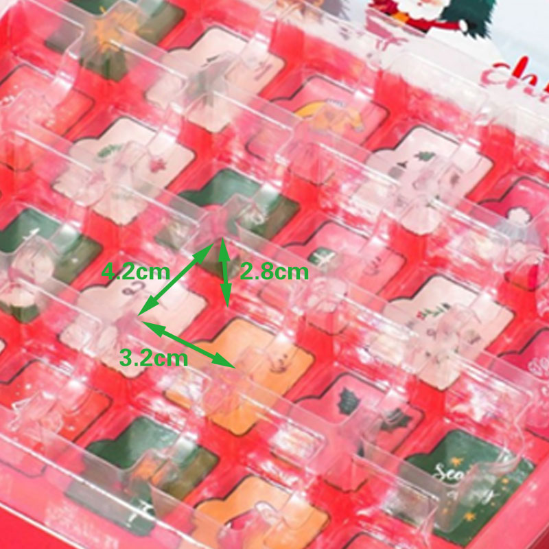HOLIDAYPAC Custom Empty Christmas Ramadan Advent Calendar Chocolate Box Surprise Blind mystery Box For Cookie with Plastic Tray Insert