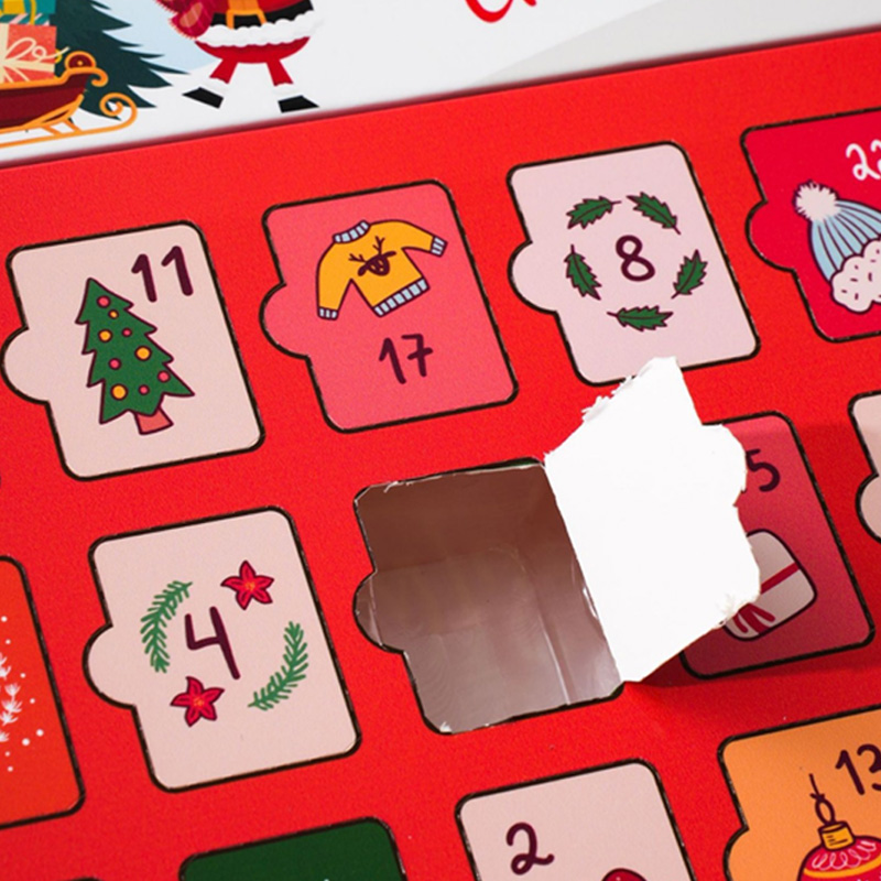 HOLIDAYPAC Custom Empty Christmas Ramadan Advent Calendar Chocolate Box Surprise Blind mystery Box For Cookie with Plastic Tray Insert