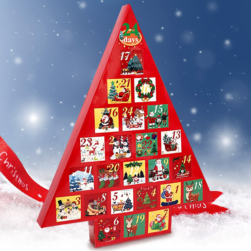 Holidaypac wholesale cardboard divider packaging christmas tree shape advent calendar box