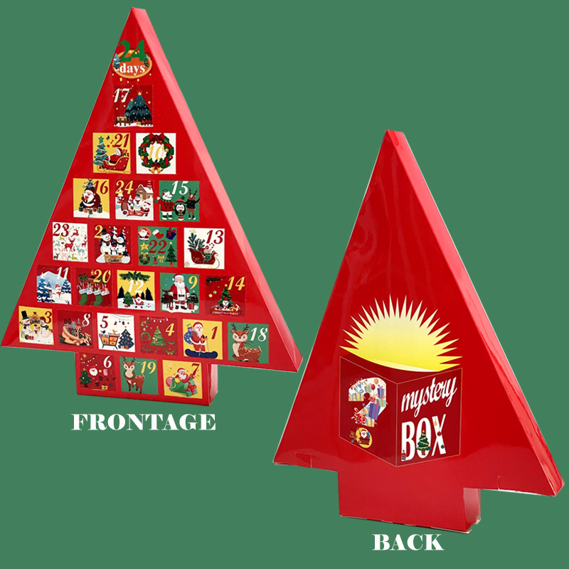 Holidaypac wholesale cardboard divider packaging christmas tree shape advent calendar box